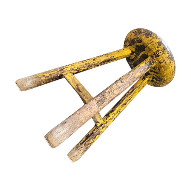 Primitive Wooden Tripod Stool, 1890s For Sale - Image 16 of 18