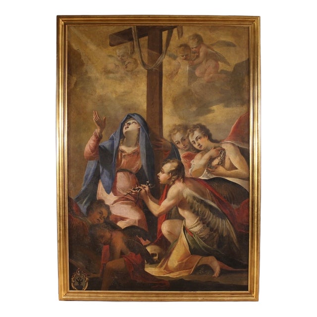 Italian Artist, Madonna of Sorrows with Angels, 1680, Oil on Canvas For Sale