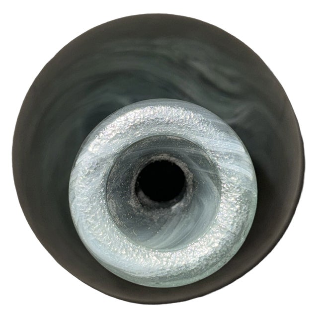 1970s Classic Mid-Century EcoGlass Smoky Swirled Hand Blown Glass Vase and Ruffled Rim Bowl Set, Made in Spain- 2 Pieces For Sale - Image 4 of 16