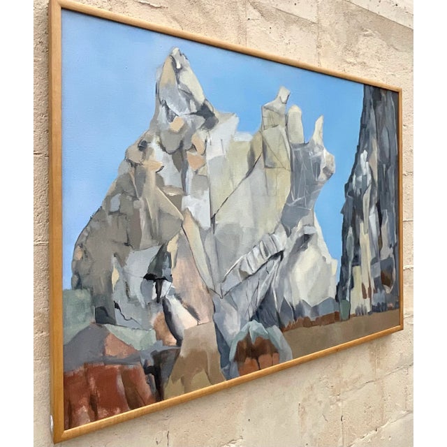 Vintage Boho Modernist Landscape Oil on Canvas Painting For Sale In West Palm - Image 6 of 7
