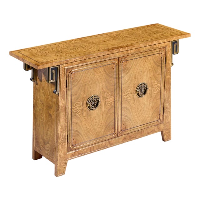 Mid 20th Century Mastercraft Mid Century Burlwood and Brass Console Credenza For Sale