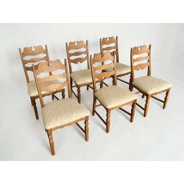 Mid-Century Danish Razorblade Dining Chairs in Oak by Henning Kjærnulf for E.G. Møbler, 1960s, Set of 6 For Sale - Image 15 of 15