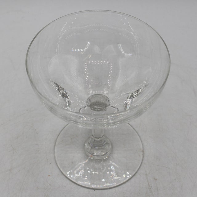Traditional 1961-1982 Belgian Val Saint Lambert Riviera Pattern Champagne Coupes - Set of Ten For Sale - Image 3 of 6