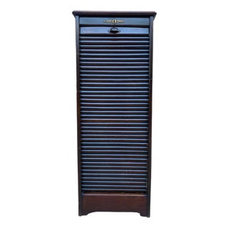 Early 20th Century Filing Cabinet With One Roller Louver Door & Eight Shelves For Sale