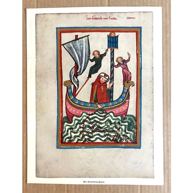 Up for sale is this gorgeous print from a vintage portfolio of reproductions of the Codex Manesse, the most famous...