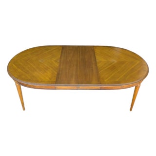 1960s Drexel Esperanto Walnut Oval Extension Dining Table With Two Leaves For Sale
