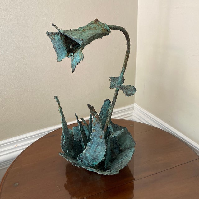 Early 21st Century Bronze Artist Made Brutalist Style Flower Sculpture For Sale In Atlanta - Image 6 of 11