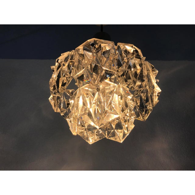 1960s German Chrome-Plated & Crystal Ceiling Lamp from Kinkeldey, 1960s For Sale - Image 5 of 12