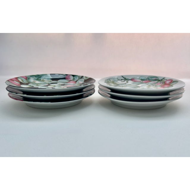 1990s Set of 6 Vendanges Small Porcelain Plates by Philippe Deshoulieres For Sale - Image 5 of 17