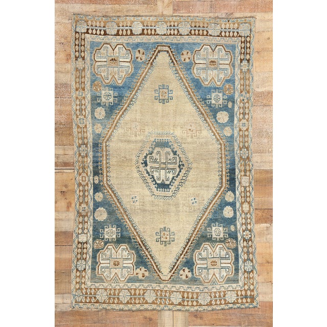 Antique Blue Persian Shiraz Rug, 04'02 X 06'07 For Sale - Image 9 of 9