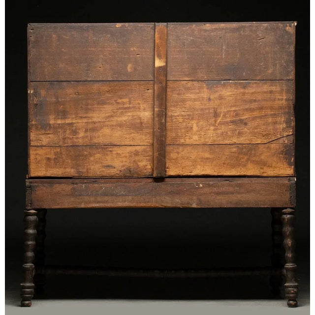 18th C. Portuguese Contador Com Trempe Chest on Stand Wood Parquetry For Sale - Image 13 of 18