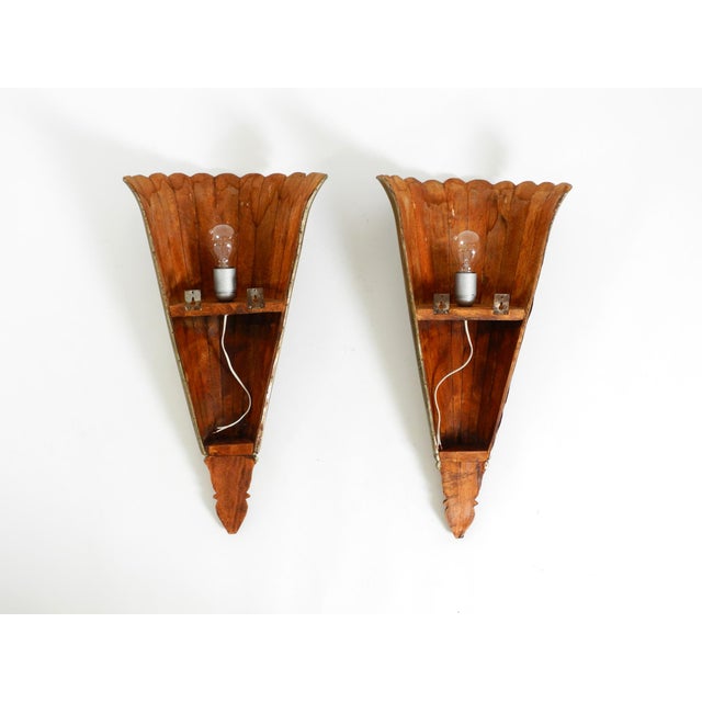 Wall Lamps Made of Wood with Aluminum Cladding, 1950s, Set of 2 For Sale - Image 18 of 18