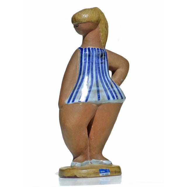 Blue Vintage ABC Girls Dora Pottery Figurine by Lisa Larson For Sale - Image 8 of 8