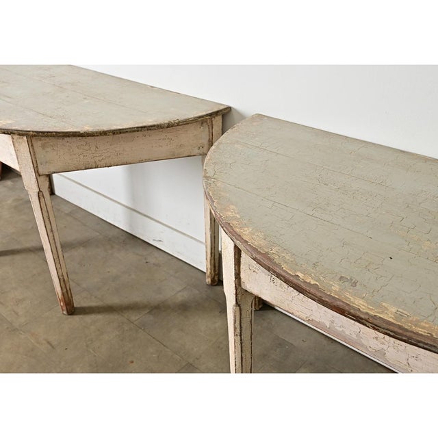 Swedish 20th Century Pair of Demilune Consoles For Sale - Image 9 of 12
