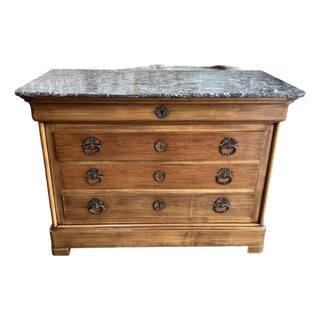 French Louis-Philippe Cherry Chest of Drawers W Marble Top For Sale