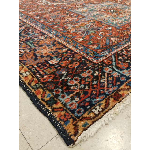 Vintage Persian Karaja Rug, Handmade Wool Oriental Rug, Rust, Ivory, Light Blue For Sale - Image 4 of 18