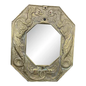 19th Century Repousse Brass Mirror