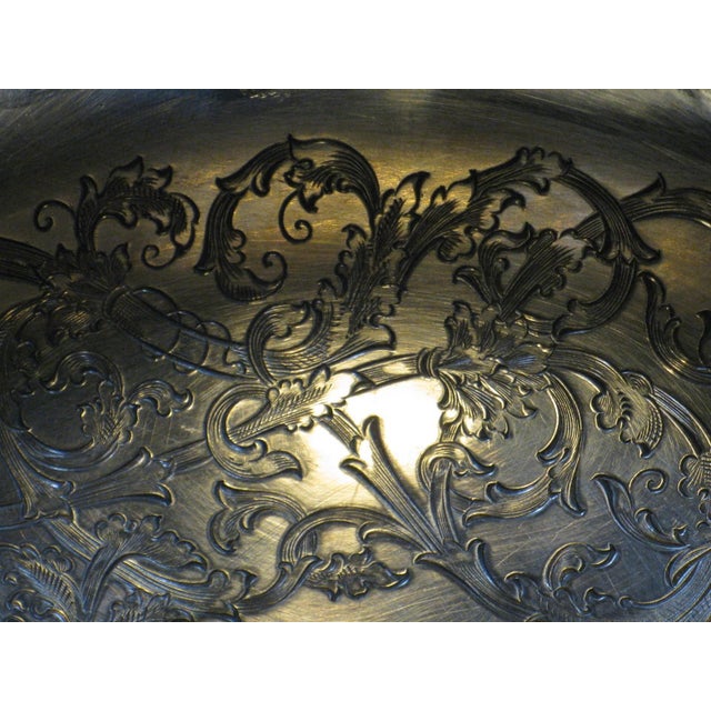 Bowl Footed WILCOX Silverplate Hand-Engraved Scrolls Silver 1850-1899 Bowls For Sale - Image 10 of 17