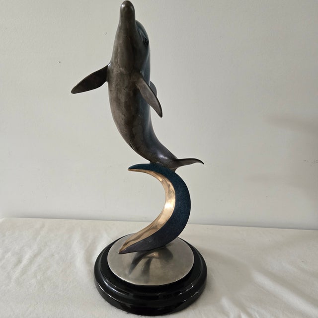 Dale J Evers Centerpiece Dolphin Sculpture Sky Dance II Signed and Numbered 29/250 For Sale - Image 15 of 16