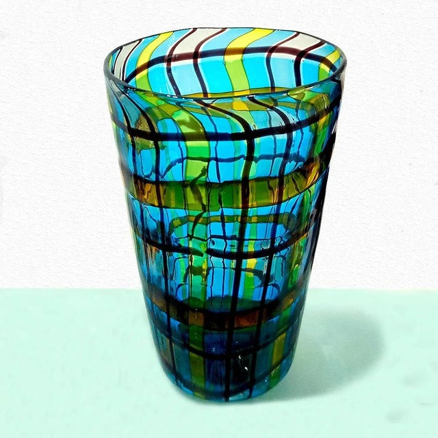 Ercole Barovier, Scottish, version for Cristian Dior, conical vase with polycome intertwined reeds, h 22.2x14 cm, 1960...