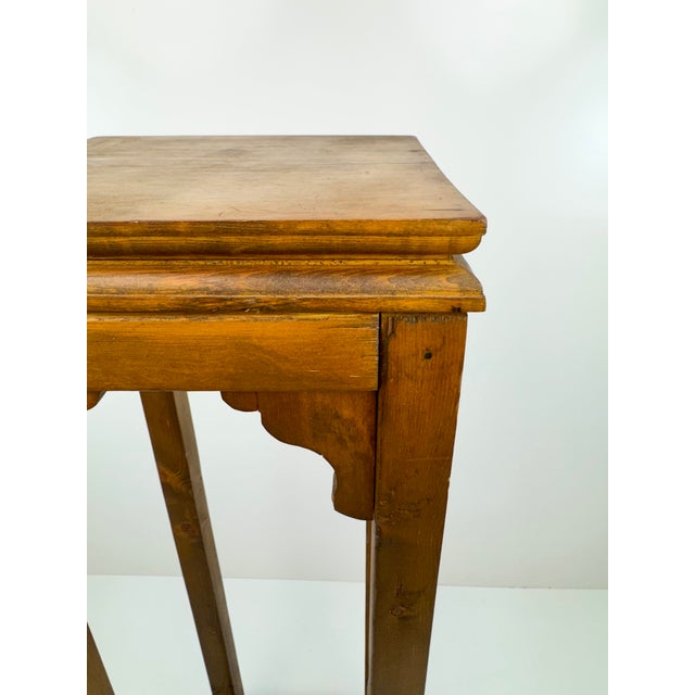 Vintage Rustic Wood Tall Plant Stand With Scalloped Brackets For Sale In Little Rock - Image 6 of 12