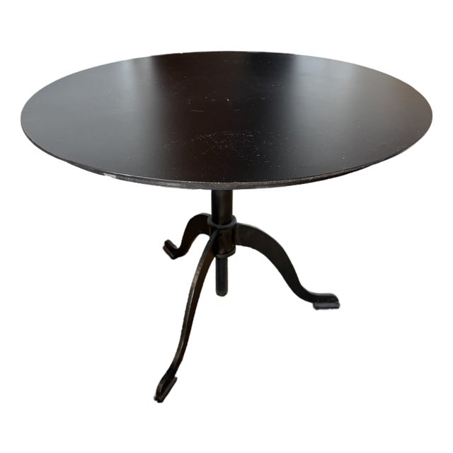 1960s Industrial Round Blackened Metal Side Table For Sale