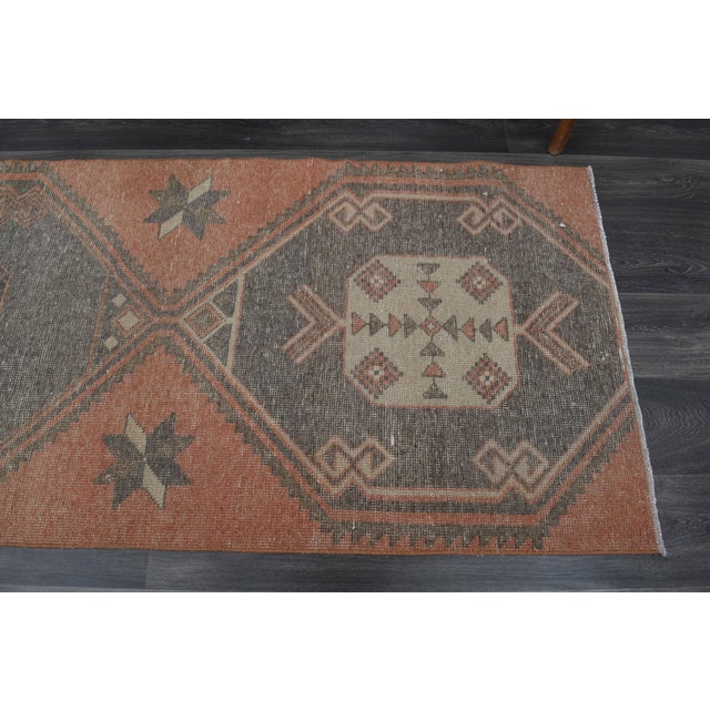 1970s Vintage Handmade Wool Cotton Terracotta Runner Rug For Sale - Image 9 of 11