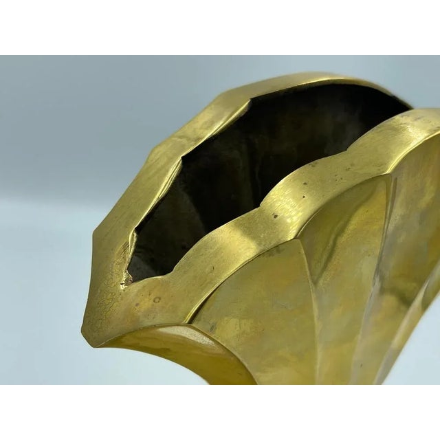 Sculptural Shell Vase in Brass, 1960s For Sale - Image 12 of 13