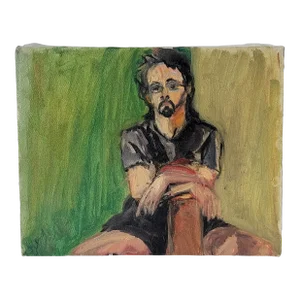 "Man With Goatee and Glasses No 2" Expressionist Portrait Oil Painting by Rosemary Rabut