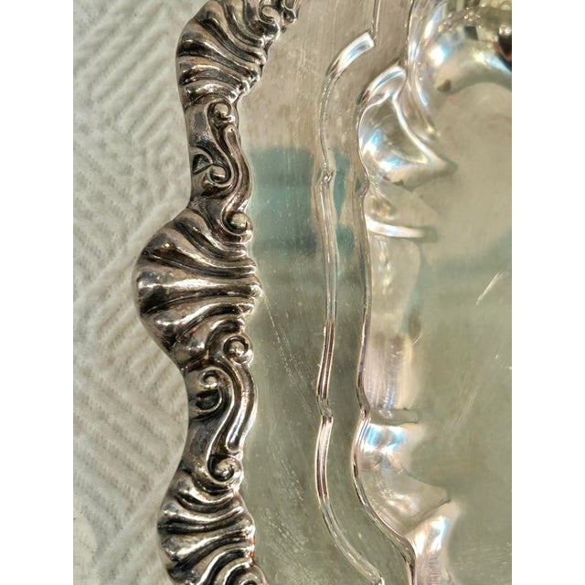 Late 20th Century Vintage Sheffield Rococo Silver Plate Over Copper Divided Serving Dish For Sale - Image 5 of 9