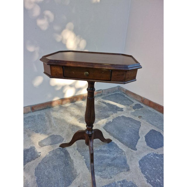 Neoclassical Octagonal Tripod Side Table in Walnut, 1950s For Sale - Image 15 of 18