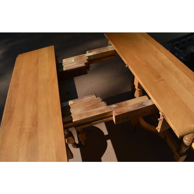 Vintage Watertown Slide Mid Century Maple Wood Extending Drop Leaf Dining Table W/ 3 Leaves For Sale - Image 10 of 15