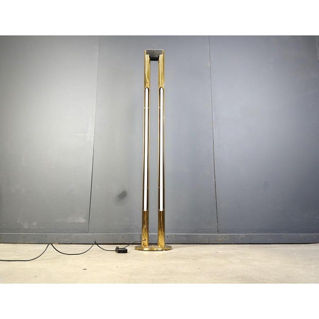 Gold Vintage Brass Tube Light Floor Lamp, 1980s For Sale - Image 8 of 11