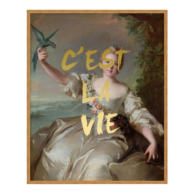 C'est La Vie by Lara Fowler in Gold Framed Paper, Medium Art Print For Sale