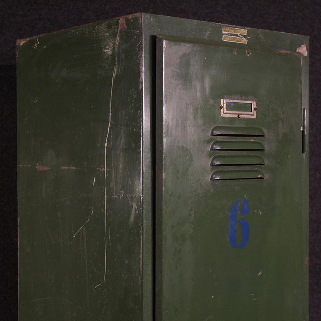 Metal Italian Green Lacquered Metal Cabinet, 1970 For Sale - Image 7 of 13