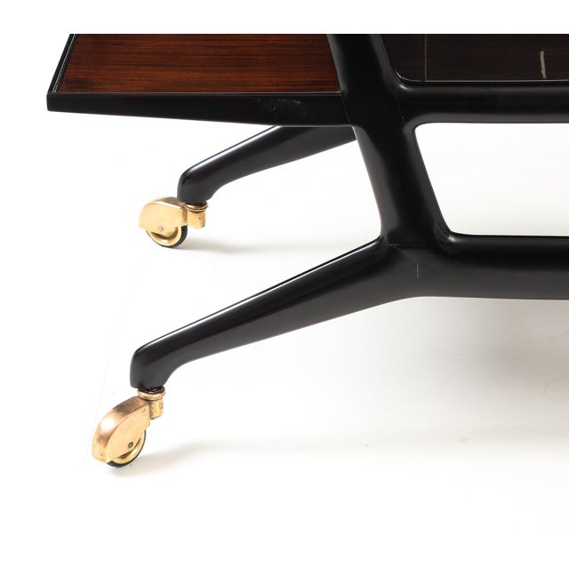 Cesare Lacca Modernist Ebonized Wood and Rosewood Bar Cart For Sale - Image 17 of 17