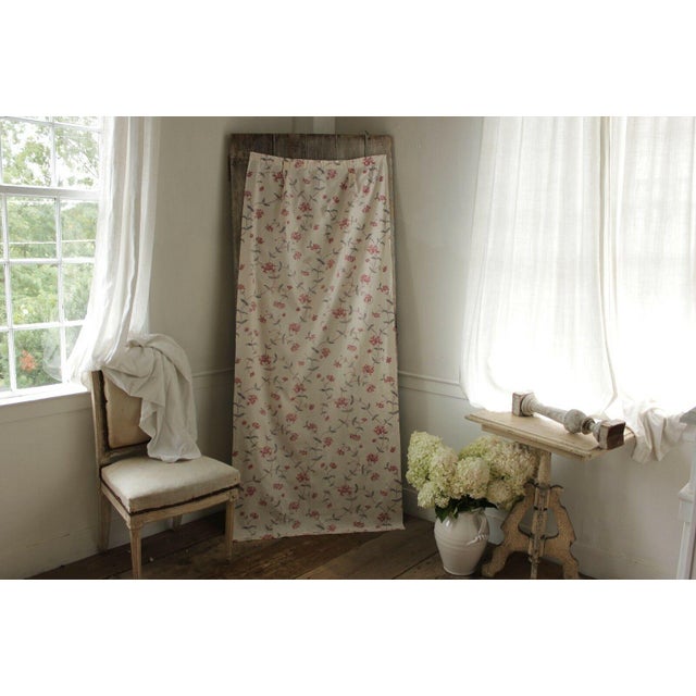 Antique French 19th C W 18th Century Style Curtain Panel Fabric