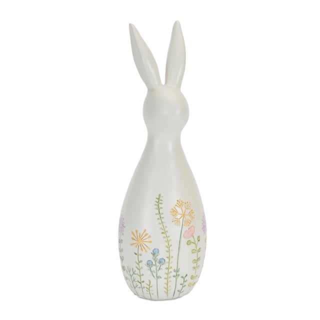 Kenneth Ludwig Chicago Pastel Floral Rabbit Figurines (Set of 2) For Sale - Image 4 of 5