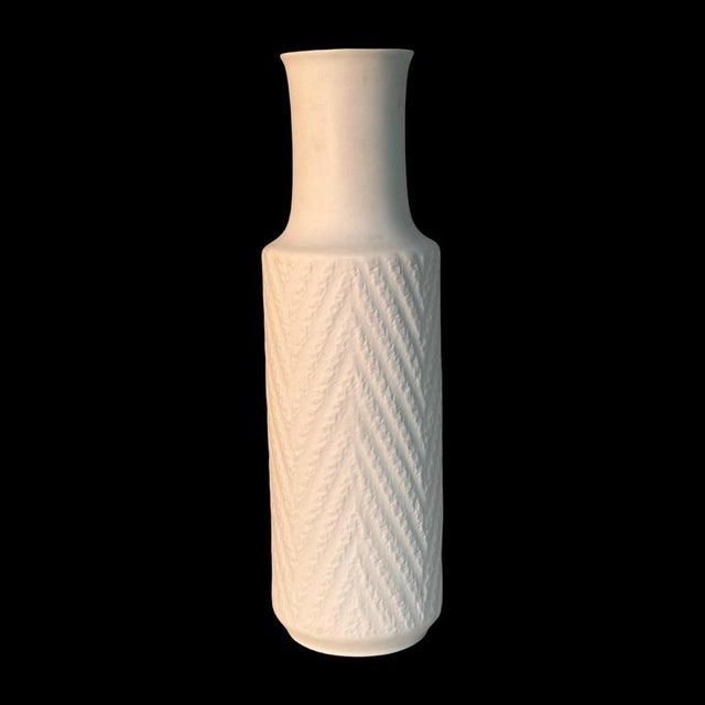 Ca. 1970, Western Germany made vase. Cool and clean design with a glazed inside and matte outside. Marked at the bottom....