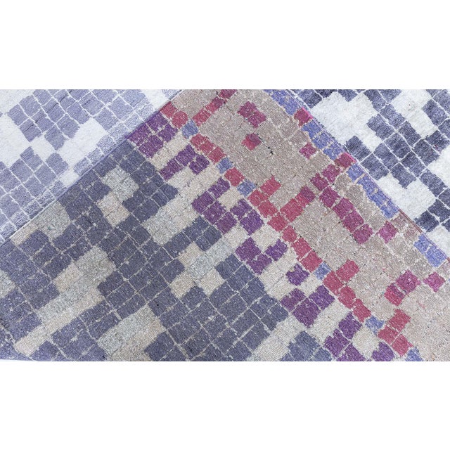 Modern Mosaic Pool Tile Wool Rug in Lavender and Gray by Doris Leslie Blau Size: 11'7" × 17'0" (353 × 518 cm) This...