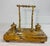 19th Century Antique French Siena Marble Bronze Dual Dolphin Empire Statue Desk Inkwell Stand For Sale - Image 5 of 14