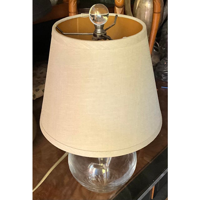 Modern Clear Glass Table Lamp and Brand New Restoration Hardware Linen Shade with Gold Lining. What’s great about this...