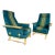 1970s Pair of Brutalist Danish Oak and Teal Wool Lounge Chairs For Sale