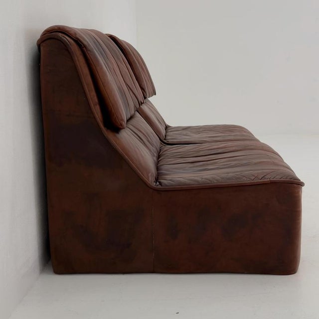 Textile Mid-Century Modern Lounge Chair in Brown Leather, Germany, 1970s For Sale - Image 7 of 18
