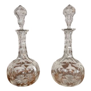 Antique Edwardian Cut Glass Decanters, 1900, Set of 4 For Sale