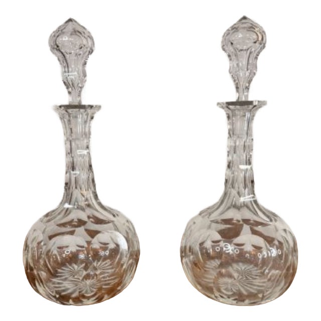 Antique Edwardian Cut Glass Decanters, 1900, Set of 4 For Sale