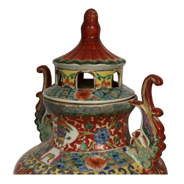 Early 20th Century Early 20th Century Vintage Chinese Famille-Rose Porcelain Incense Burner For Sale - Image 5 of 13