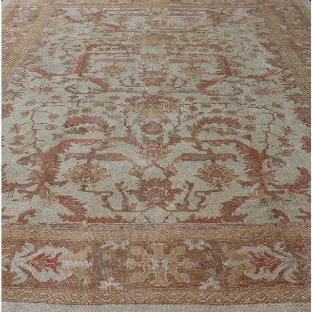 1990s Large Turkish Oushak Rug With Silver, Brown, Soft Red, Yellow 13' X 19'6 For Sale - Image 5 of 13