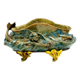 Planter with Newt Swimming Among Fish on a Bronze and Gilded Brass Base, Late 19th Century For Sale