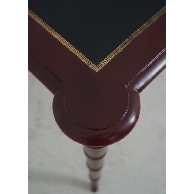 Kindel Furniture Kindel Leather Top Bamboo Form Leg Games Table For Sale - Image 4 of 15